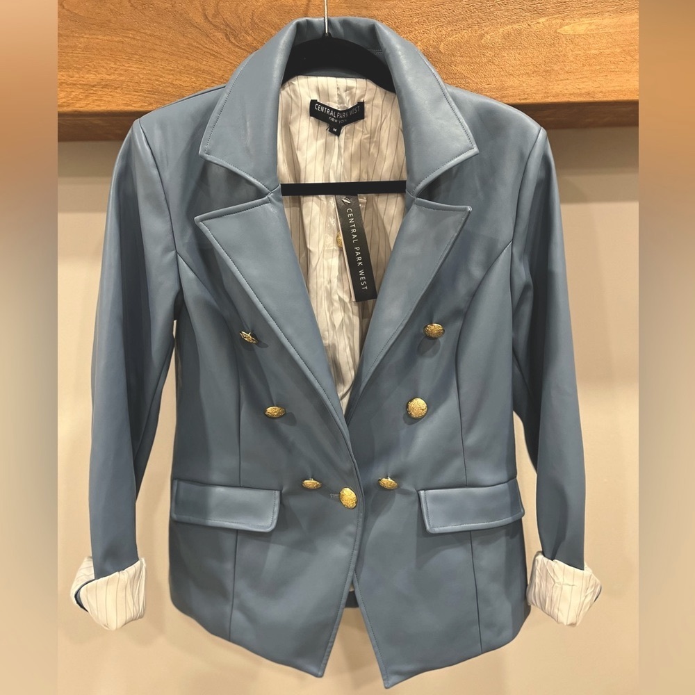 Central Park West Blue Blazer with Gold Buttons